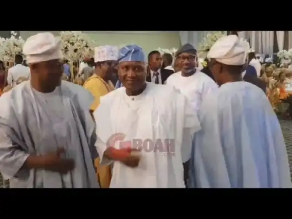 Video: Billionaires Dangote & Otedola Storm Oyekan Wedding As Oba Elegushi Sit Beside His Pretty Daughter